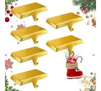 Set di 6 supporti per calze natalizie per camino, tavolo, finestra, decorazioni natalizie (dorato)