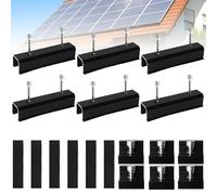 Set di 6 supporti per pannello solare, 12 cm e accessori, colore nero, anodizzato, 30-35 mm, supporto per pannello solare, tetto piatto, fissaggio solare regolabile, tetto piatto, lamiera trapezoidale