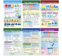 Set di 6 tabelle per bacheca di apprendimento di geometria NewPath - Laminate fronte-retro a colori 12"""" x 18"""" (93-6501)