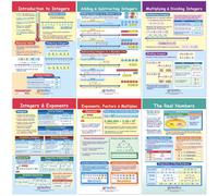 Set di 6 tabelle per bacheca NewPath Learning con numeri interi, razionali e reali - Laminate fronte-retro a colori 12"""" x 18"""" (93-6502)