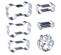 Set di 6 tagliapasta "zampa e ossa" - 5 misure formine per biscotti e 1 zampa - Tagliabiscotti Ossa, Tagliabiscotti Zampe in acciaio inox per biscotti o dolcetti Cani Cottura