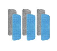 Set di 6 tamponi riutilizzabili in microfibra per scopa spray da 13 a 15 pollici, ricariche di ricambio per pulizia a umido e secco, tamponi per la pulizia dei pavimenti (blu e grigio)