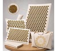 Set di 6 tappetini per agopressione XXL, con cuscino, cuscino lombare e | Rivestimento in cotone e lino, imbottitura in fibra di cocco e grano saraceno. Per schiena, collo e lombari. Borsa per il