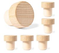 Set di 6 Tappi Bottiglia in Legno Riutilizzabili, per gli Amanti del Vino