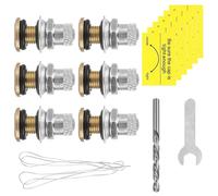 Set di 6 tappi di ventilazione per serbatoi di carburante, con strumento di installazione, per benzine, serbatoi di acqua, carburanti, set di sfiato
