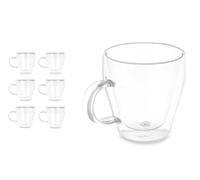 Set di 6 tazze a doppia parete Borosilicato, tazze termiche per bevande calde e fredde, tazze da tè, caffè, cappuccino, set completo di 6 bicchieri, vetro termico e leggero ( - 270 ml)