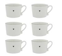 Set Di 6 Tazze Becher HEART Con Piccolo Cuore Nero 300ml Bastion Collections