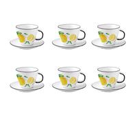 Set Di 6 Tazze Con Saucer AMALFI LIMONI Per 250Ml Porcellana EASY LIFE