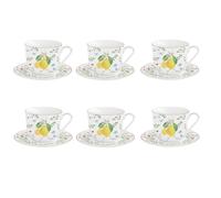 Set Di 6 Tazze Con Saucer FLEURS ET CITRONS Limoni 370ml Easy Life