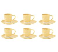 Set Di 6 Tazze Con Saucer INTERIORS Giallo 250Ml Porcellana EASY LIFE