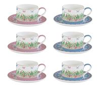 Set Di 6 Tazze Con Saucer SPRING PARADE Farfalle 240ml Easy Life