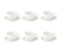 Set Di 6 Tazze Con Saucer TIFFANY WHITE Bianco 250Ml Porcellana EASY LIFE