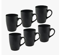 Set di 6 tazze da caffè da 340 ml - nero opaco - tazza da caffè con manico - tazza da tè in porcellana