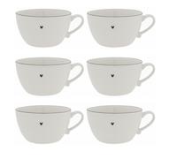 Set Di 6 Tazze Da Zuppa HEART Bianche Con Cuore Nero D. 15Cm Bastion Collections