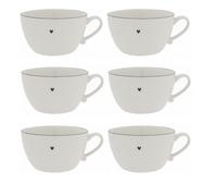 Set Di 6 Tazze Da Zuppa Piccole HEART Con Cuore Nero D. 13Cm Bastion Collections
