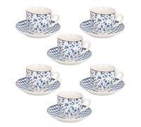 Set di 6 tazze e piattini da tè Iris Cottage