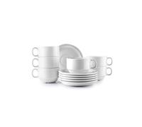 Set di 6 tazze in ceramica da 230 ml con piattini da 15 cm. Design elegante e durevole. Progettato per: uso quotidiano e servizio caffè o tè.