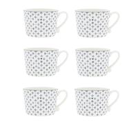Set Di 6 Tazze IRIS BLUE PRINT Fiori 300Ml Bianco Blu Bastion Collections