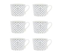 Set Di 6 Tazze IRIS BLUE PRINT Fiori 300Ml Bianco Blu Bastion Collections