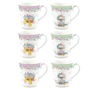 Set Di 6 Tazze SPRING BLOOM Con Conigli E Fiori 275ml In Porcellana Easy Life