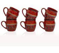 Set di 6 tazze tradizionali fatte a mano Kulhar Kulhad Chai Tea Coffee Cup Cantaritos Set di 6 in terracotta smaltata con finitura lucida argilla terracotta artigianale studio ceramica marrone fango