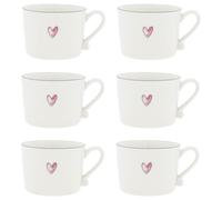 Set Di 6 Tazze Watercolour Heart Bianco Rosa Per 300Ml Bastion Collections