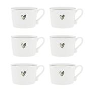 Set Di 6 Tazze WATERCOLOUR HEART Nere Per 300Ml Bastion Collections