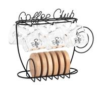 Set di 6 tazzine da caffè in vetro con supporto in metallo nero