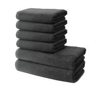 Set di 6 Teli da Bagno | 2 Telo Doccia 70x140 cm + 4 Asciugamani Piccoli 50x100 cm | Telo Bagno Spugna Morbido e Assorbente | 100% Cotone | 500g/m2 | Hotel e B&B | Oeko-TEX | Ôhm | Grigio scuro