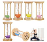 Set di 6 timer a sabbia con cornice in legno, timer con funzione a clessidra che misurano 30 secondi, 1, 2, 3, 5 e 10 minuti, sabbia colorata e vetro trasparente per decorazioni funzionali