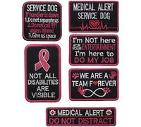 Set di 6 toppe rosa per cani da servizio, ricamate Alert K9 con retro in , toppe multiuso in poliestere per imbracature per cani