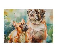 Set di 6 tovagliette ad acquerello con bulldog, per tavoli da pranzo, 30,5 x 45,7 cm, antiscivolo, resistenti al calore, tovagliette da cucina