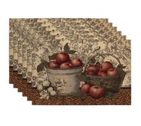 Set di 6 tovagliette all'americana con mele raccolte autunnali, colore rosso, vintage, per tavolo da pranzo, antiscivolo, lavabili, per interni ed esterni, per feste