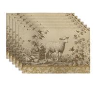 Set di 6 tovagliette all'americana con pecore primaverili ed estive, colore beige, rustiche, per sala da pranzo, antiscivolo, lavabili, per interni ed esterni, per feste