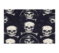 Set di 6 tovagliette all'americana con teschi pirata per tavoli da pranzo, 30,5 x 45,7 cm, antiscivolo, resistenti al calore, tovagliette da cucina