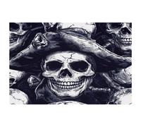 Set di 6 tovagliette all'americana con teschio con cappello da pirata, per tavoli da pranzo, 30,5 x 45,7 cm, antiscivolo, resistenti al calore, tovagliette da cucina