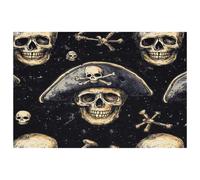 Set di 6 tovagliette all'americana con teschio con cappello da pirata, per tavoli da pranzo, 30,5 x 45,7 cm, antiscivolo, resistenti al calore, tovagliette da cucina