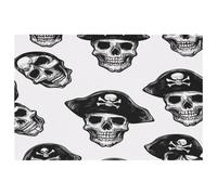 Set di 6 tovagliette all'americana con teschio con cappello da pirata, per tavoli da pranzo, 30,5 x 45,7 cm, antiscivolo, resistenti al calore, tovagliette da cucina
