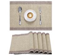 Set di 6 Tovagliette Americane Lavabili Cotone - a Coste con Bordo
