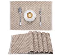 JEMIDI Set di 6 Tovagliette Americane Lavabili Cotone - Tovaglietta Americana Stoffa - per Colazione Pranzo Merenda - Certificazione Oeko-Tex - a Coste con Motivo a Rombi - Beige