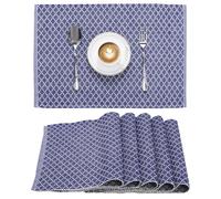 Set di 6 Tovagliette Americane Lavabili Cotone - a Coste con Motivo a Rombi