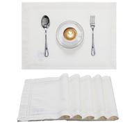 JEMIDI Set di 6 Tovagliette Americane Lavabili Cotone - Tovaglietta Americana Stoffa - per Colazione Pranzo Merenda - Certificazione Oeko-Tex - Doppio Orlo - Effetto Lino - Bianco
