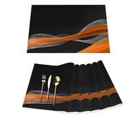 Set di 6 tovagliette arancioni in vinile a spirale, per tavoli da pranzo, resistenti al calore, lavabili, in PVC