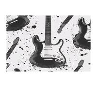 Set di 6 tovagliette con chitarra e macchie d'inchiostro, per tavoli da pranzo, 30,5 x 45,7 cm, antiscivolo, resistenti al calore, tovagliette da cucina