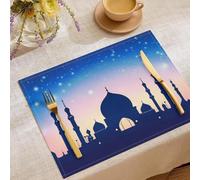 Set di 6 Tovagliette con Cielo Stellato E Sognante,45 x 30 cm Tovagliette Lavabili per Le Vacanze Cucina Feste, Silhouette Semplice Simile Placemats per Pranzo Come Decorazione Feste