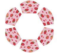 Set di 6 tovagliette con cuneo a forma di cuore rosso fragola, resistenti al calore, in PVC, antiscivolo, lavabili, protezione per tavolo da pranzo, decorazione per la casa e la cucina, per tavoli