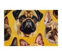 Set di 6 tovagliette con gatti e bulldog, per tavoli da pranzo, 30,5 x 45,7 cm, antiscivolo, resistenti al calore, tovagliette da cucina