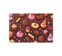 Set di 6 tovagliette con motivo a cartoni animati color cioccolato, 30,5 x 45,7 cm, per feste, cucina, sala da pranzo