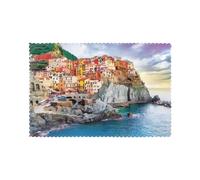 Set di 6 tovagliette con motivo Cinque Terre, lavabili, adatte per interni ed esterni o decorazione da tavolo da pranzo.
