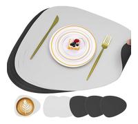 Set di 6 tovagliette con sottobicchieri, tovagliette resistenti al calore, 100% impermeabili, oleose, lavabili, in similpelle, double-face, per sala da pranzo, cucina, ristorante, 33 x 42,5 cm, avorio